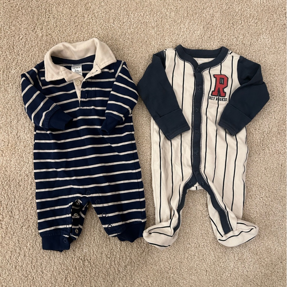 Carters Striped Baby Rompers 3 months